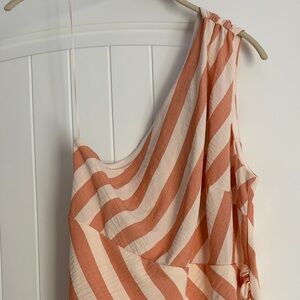 Striped One-Shoulder floor length dress